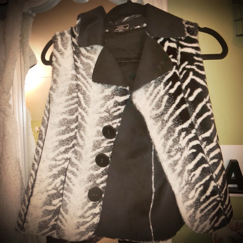 Faux zebra fur vest
